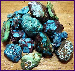 Many types of highgrade American Turquoise
