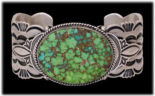 Top Grade Lime Green Spider Web Turquoise Bracelet