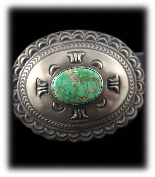 Silver Concho Belt with Carico Lake Turquoise