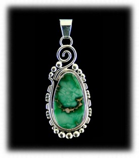 Silver Pendant with Green Turquoise