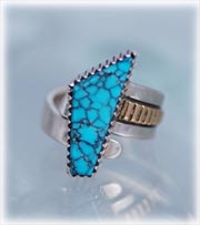 Womans Spiderweb Blue Turquoise Ring