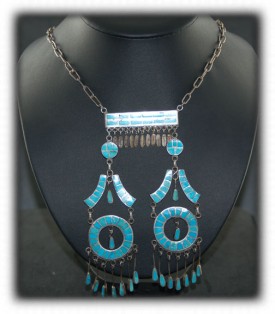 Zuni Channel Inlay Necklace - Antique