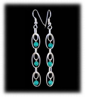 Silver and Turquoise Beaded Earrings
