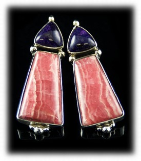 Rhodocrosite Earrings - Designer Silver Jewelry