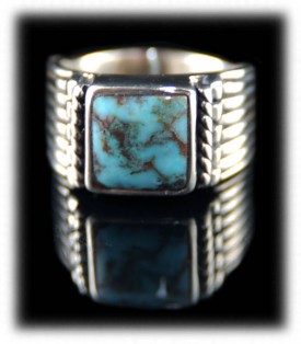 Mens Turquoise Ring with Dry Creek Turquoise