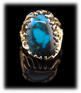 Bisbee Turquoise and 14k gold ring by John Hartman.