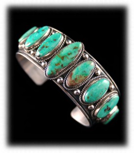 Green Navajo Silver Jewelry - Green Turquoise Bracelet