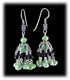 Green Turquoise Bead Chandelier Earrings