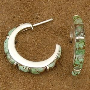 Green Turquoise Hoop Earrings