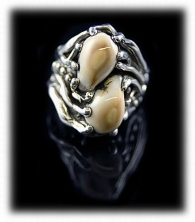 Mens Silver Elktooth Ring - Mens handmade Silver Jewelry