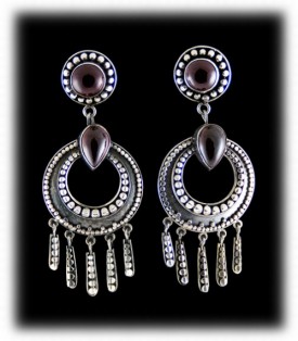 Handmade Silver Earrings with Garnet Gemstones