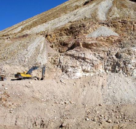Excavator at the current turquoise vein site.