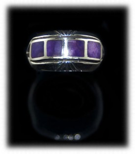 Silver Band with Lapis Inlaid Gemstones