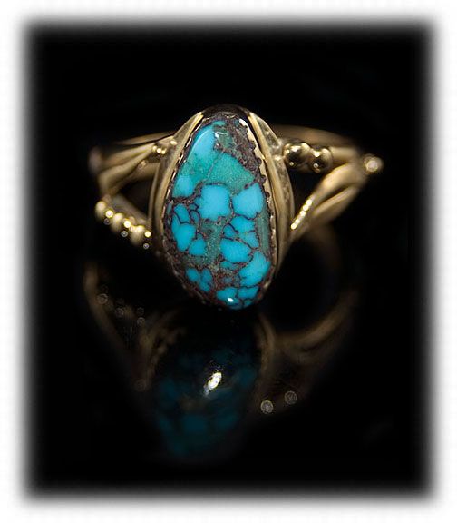 Lone Mountain Turquoise and Gold  Ring
