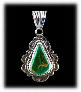 Mens Turquoise Necklace - Native American Silver Jewelry