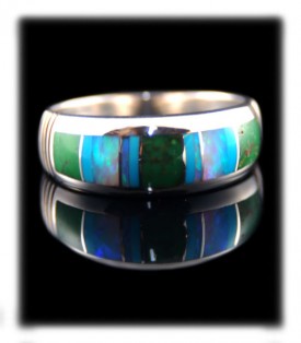 Native American Inlaid Silver Band