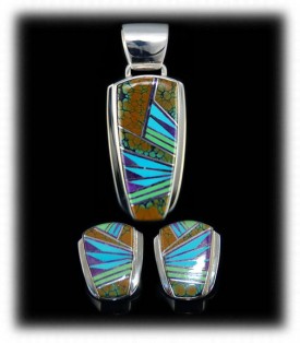 Navajo Turquoise Inlay Silver Jewelry