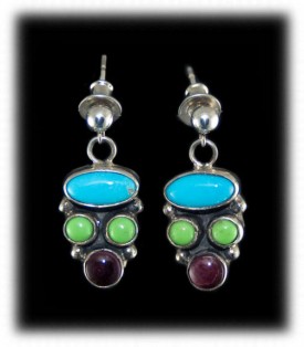 Multi Color Navajo Turquoise Earrings