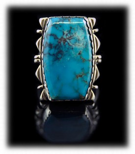 Navajo Kingman Turquoise Mens Ring - Navajo Silver Jewelry