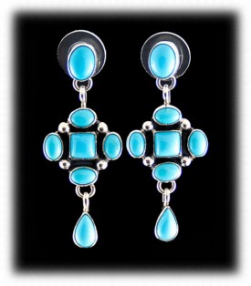 Navajo Turquoise Earrings - Navajo Silver