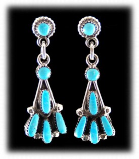 Zuni Needlepoint Earrings - Sleeping Beauty Turquoise