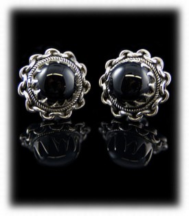 Black Onyx and Silver Earrings