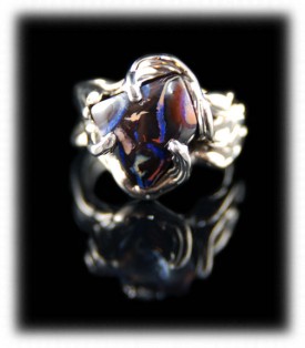 Handmade Silver Ring with Boulder Opal