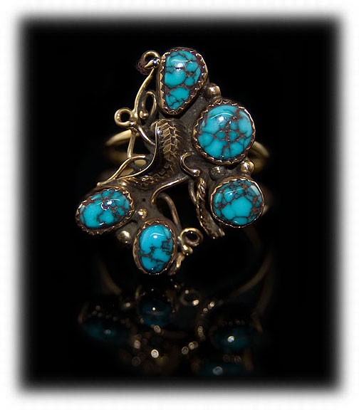 Turquoise Ring with Red Mountain Spiderweb Turquoise