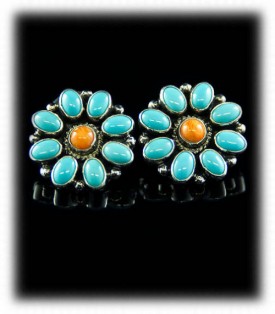 Native American Cluster Turquoise Earrings