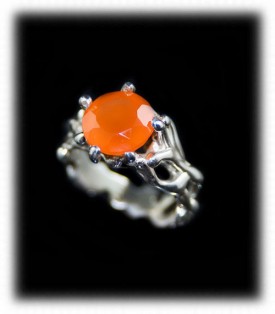 Silver Band with Mexican Opal