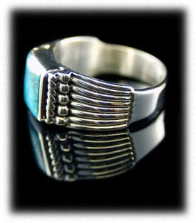Silver Mens Ring with Turquoise