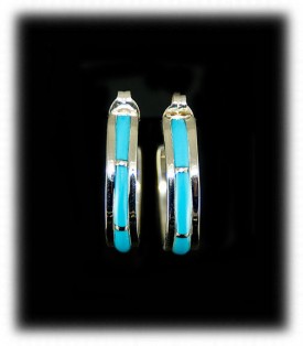 Zuni Earrings Turquoise - Sleeping Beauty Turquoise Hoop Earrings