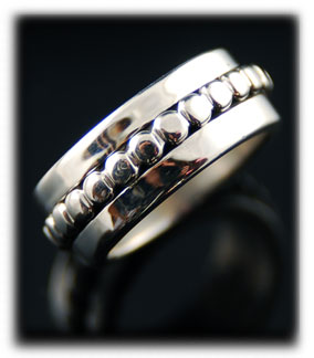 Silver Beaded Wedding Ring Band