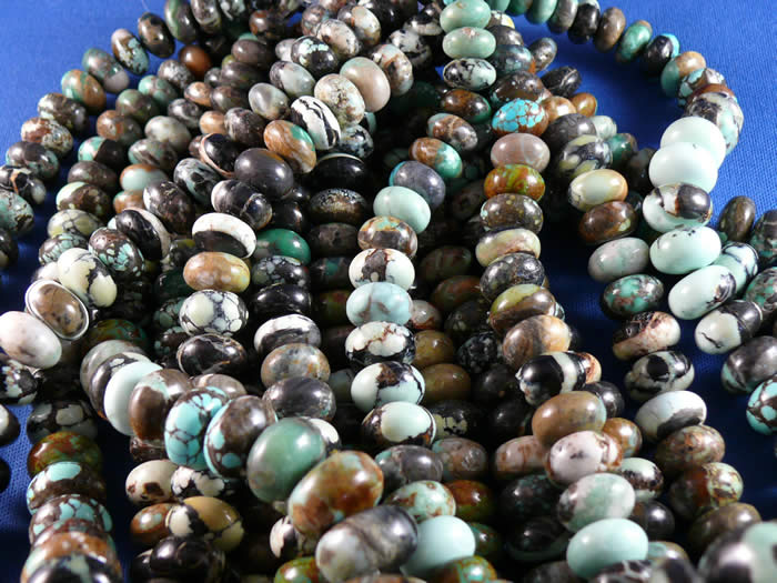 Natural Tortoise turquoise "boulder" cut roundel beads