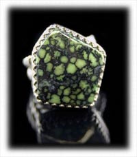 Tortoise Spiderweb Lime Turquoise Ring