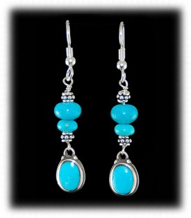 Blue Turquoise Beaded Dangle Earrings