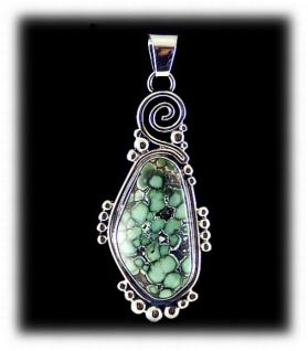 Lime green Tortoise Turquoise Pendant