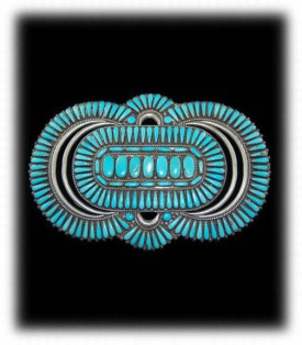 Vintage Zuni Turquoise Pin with Sleeping Beauty Turquoise
