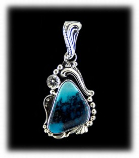Blue Turquoise Western Silver Pendant