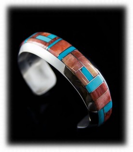 Womens Zuni Inlay Bracelet - Native American Indian Bracelet for Women