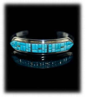 Sleeping Beauty Turquoise Cornrow Inlay Bracelet