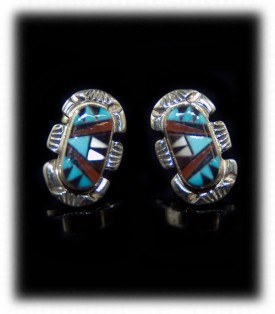 Zuni Turquoise Inlay Earrings