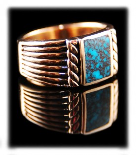 Lander Blue Turquoise Ring by Dillon Hartman 14k Gold