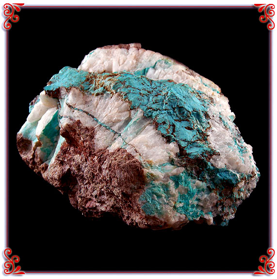 Specimen of Natural Bisbee Turquoise in Quartz from the Hartman Collection