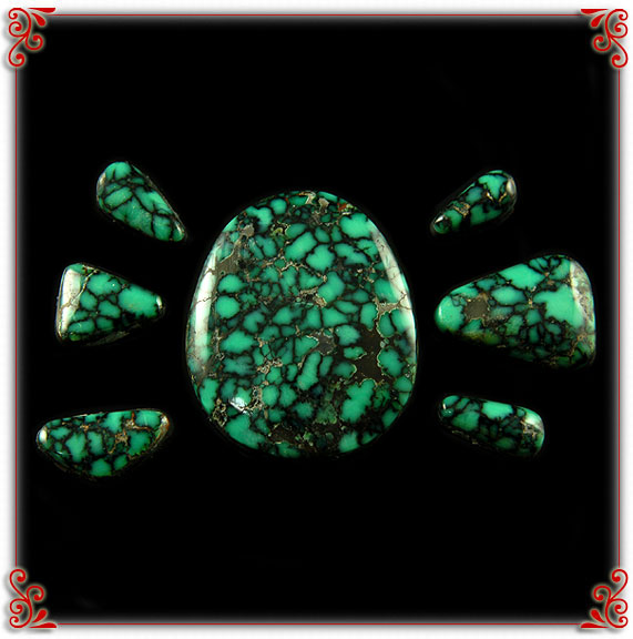 Green Spiderweb Turquoise Cabochons