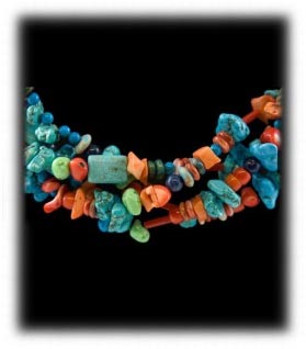 Coral and Turquoise Beaded Treasure Necklace