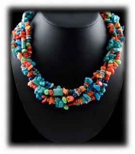 Coral and Turquoise Bead Necklace