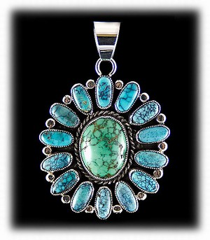 Navajo Cluster Necklace with Spiderweb Turquoise