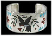 Zuni Inlay bracelet hummingbird