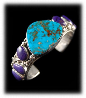 Blue Gem and Sugilite Bracelet - American Hand Made